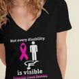 Every Disability Is Visible Eosinophilic Disease Awareness Pink Ribbon Eosinophilic Disease Eosinophilic Disease Awareness Women's Jersey Short Sleeve Deep V-Neck Tshirt