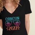 Family Vacation 2022 Cancun Women's Jersey Short Sleeve Deep V-Neck Tshirt