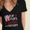 Flip Flops Fireworks And Freedom 4Th Of July V2 Women's Jersey Short Sleeve Deep V-Neck Tshirt