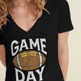 Football Player Vintage Game Day Women's Jersey Short Sleeve Deep V-Neck Tshirt