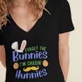 Forget The Bunnies Im Chasing Hunnies Funny Boys Easter Gift Women's Jersey Short Sleeve Deep V-Neck Tshirt