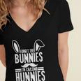 Forget The Bunnies Im Chasing Hunnies Funny Women's Jersey Short Sleeve Deep V-Neck Tshirt