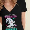 Forget The Bunnies Im Chasing Hunnies Funny Women's Jersey Short Sleeve Deep V-Neck Tshirt