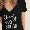 Forty Squad Forty Af Dad Mom 40Th Birthday Matching Outfits Women's Jersey Short Sleeve Deep V-Neck Tshirt