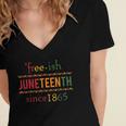 Free-Ish Since 1865 With Pan African Flag For Juneteenth Women's Jersey Short Sleeve Deep V-Neck Tshirt