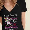 Friends Dont Let Friends Fight Breast Cancer Alone Pink Ribbon Unicorn Breast Cancer Support Breast Cancer Awareness Women's Jersey Short Sleeve Deep V-Neck Tshirt