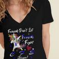 Friends Dont Let Friends Fight Chronic Fatigue Syndrome Cfs Alone Unicorn Blue Ribbon Chronic Fatigue Syndrome Support Cfs Awareness V2 Women's Jersey Short Sleeve Deep V-Neck Tshirt