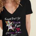 Friends Dont Let Friends Fight Chronic Pain Alone Unicorn Purple Ribbon Chronic Pain Support Chronic Pain Awareness Women's Jersey Short Sleeve Deep V-Neck Tshirt