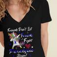 Friends Dont Let Friends Fight Paralysis Alone Unicorn Blue Ribbon Paralysis Paralysis Awareness Women's Jersey Short Sleeve Deep V-Neck Tshirt