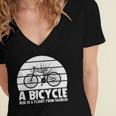 Funny Bicycle I Ride Fun Hobby Race Quote A Bicycle Ride Is A Flight From Sadness Women's Jersey Short Sleeve Deep V-Neck Tshirt