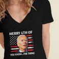 Funny Biden Independence Day Merry Happy 4Th Of July Women's Jersey Short Sleeve Deep V-Neck Tshirt