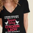 Funny Chicken Lady For Women Girl Chicken Sexy Farmer Ladies Women's Jersey Short Sleeve Deep V-Neck Tshirt