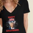 Funny Joe Biden Happy Halloween For Fourth Of July Women's Jersey Short Sleeve Deep V-Neck Tshirt
