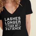 Funny Lashes Longer Than My Patience Women's Jersey Short Sleeve Deep V-Neck Tshirt