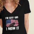 Funny Lawn Mowing Gifts Usa Proud Im Sexy And I Mow It Women's Jersey Short Sleeve Deep V-Neck Tshirt