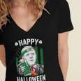 Funny Leprechaun Biden Happy Halloween For St Patricks Day Women's Jersey Short Sleeve Deep V-Neck Tshirt