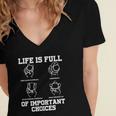 Funny Life Is Full Of Important Choices Types Of Baseball Women's Jersey Short Sleeve Deep V-Neck Tshirt