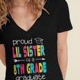 Funny Proud Lil Sister Of A Class Of 2022 8Th Grade Graduate Women's Jersey Short Sleeve Deep V-Neck Tshirt