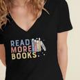 Funny Read More Books Gift Women's Jersey Short Sleeve Deep V-Neck Tshirt