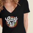 Gay Af Lgbt Pride Rainbow Flag March Rally Protest Equality Women's Jersey Short Sleeve Deep V-Neck Tshirt