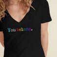 Gay Pride Lgbt Support And Respect You Belong Transgender Women's Jersey Short Sleeve Deep V-Neck Tshirt