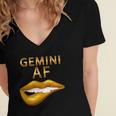Gemini Af Gold Sexy Lip Birthday Gift Women's Jersey Short Sleeve Deep V-Neck Tshirt