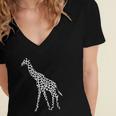 Giraffe White Pattern Graphic Animal Print Women's Jersey Short Sleeve Deep V-Neck Tshirt