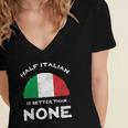 Half Italian Is Better Than None Italian Republic Heritage Women's Jersey Short Sleeve Deep V-Neck Tshirt