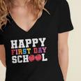 Happy First Day Of School Back To School Teachers Kids Women's Jersey Short Sleeve Deep V-Neck Tshirt