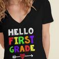 Hello First Grade Team 1St Grade Back To School Teacher Kids Women's Jersey Short Sleeve Deep V-Neck Tshirt