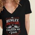 Hunley Name Shirt Hunley Family Name Women's Jersey Short Sleeve Deep V-Neck Tshirt