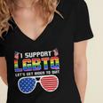 I Support Lgbtq Lets Get Biden To Quit Funny Political Women's Jersey Short Sleeve Deep V-Neck Tshirt