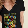 I Survived 180 Days Of School Last Day Of School Teacher V2 Women's Jersey Short Sleeve Deep V-Neck Tshirt