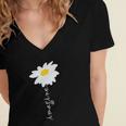 Imagine Daisy Flower Gardening Nature Love Women's Jersey Short Sleeve Deep V-Neck Tshirt