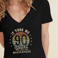 It Took Me 90 Years To Create This Masterpiece 90Th Birthday Women's Jersey Short Sleeve Deep V-Neck Tshirt