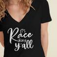 Its Race Day Yall Car Racing Funny Race Day Women's Jersey Short Sleeve Deep V-Neck Tshirt