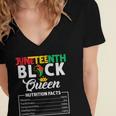 Junenth Womens Black Queen Nutritional Facts Freedom Day Women's Jersey Short Sleeve Deep V-Neck Tshirt