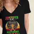 Juneteenth Is My Independence Day Black Women 4Th Of July Women's Jersey Short Sleeve Deep V-Neck Tshirt
