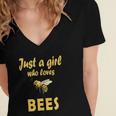Just A Girl Who Loves Bees Beekeeping Funny Bee Women Girls Women's Jersey Short Sleeve Deep V-Neck Tshirt