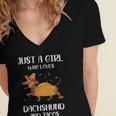 Just A Girl Who Loves Dachshund And Tacos For Dachshund Lovers Women's Jersey Short Sleeve Deep V-Neck Tshirt