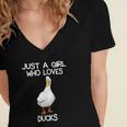 Just A Girl Who Loves Ducks Lover Gifts Duck Owner Gift Women's Jersey Short Sleeve Deep V-Neck Tshirt