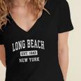 Long Beach New York Ny Vintage Established Sports Design Women's Jersey Short Sleeve Deep V-Neck Tshirt