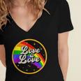 Love Is Love Rainbow Lgbt Gay Lesbian Pride Women's Jersey Short Sleeve Deep V-Neck Tshirt
