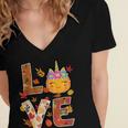 Love Unicorn Turkey Thanksgiving Happy 15 Shirt Women's Jersey Short Sleeve Deep V-Neck Tshirt