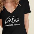 Massage Therapist V2 Women's Jersey Short Sleeve Deep V-Neck Tshirt