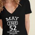 May 1969 52 Years Of Being Awesome 52Nd Birthday 52 Years Old Women's Jersey Short Sleeve Deep V-Neck Tshirt