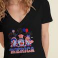 Merica Gnomes Happy 4Th Of July Us Flag Independence Day Women's Jersey Short Sleeve Deep V-Neck Tshirt