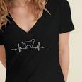 Minimalist Heartbeat Flat Coated Retriever Women's Jersey Short Sleeve Deep V-Neck Tshirt