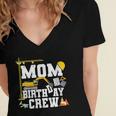Mom Birthday Crew Mother Construction Birthday Party Women's Jersey Short Sleeve Deep V-Neck Tshirt