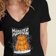 Monster Pumpkin Women's Jersey Short Sleeve Deep V-Neck Tshirt